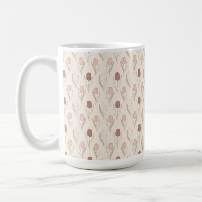 Modern Tulip Floral Pattern Coffee Mug (Left)