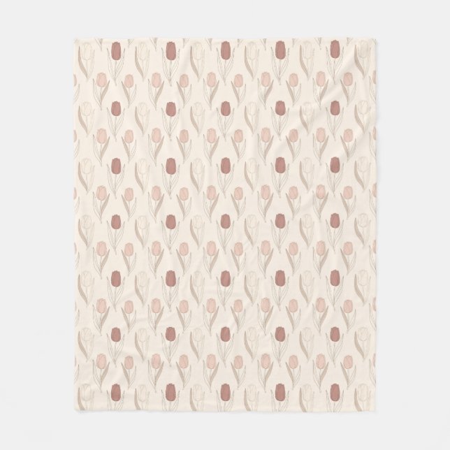 Modern Tulip Floral Pattern Fleece Blanket (Front)