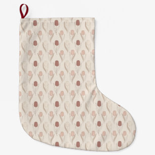 Modern Tulip Floral Pattern Large Christmas Stocking