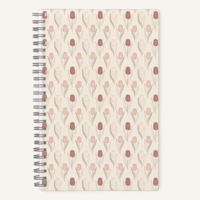Modern Tulip Floral Pattern Notebook (Front)