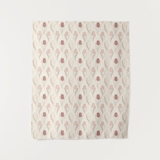 Modern Tulip Floral Pattern Tapestry (Front)