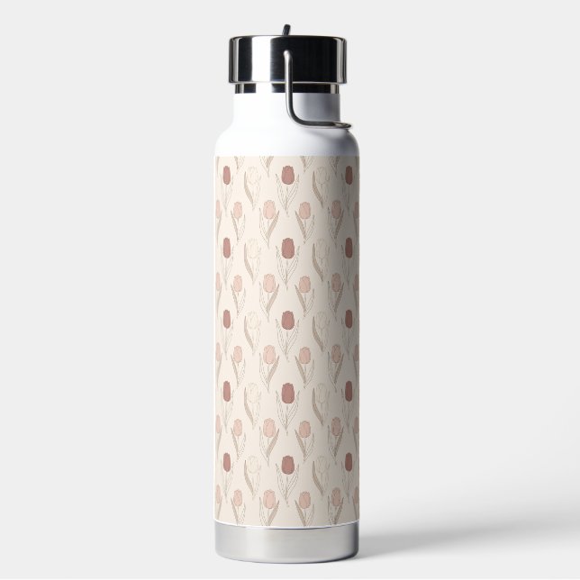 Modern Tulip Floral Pattern Water Bottle (Left)