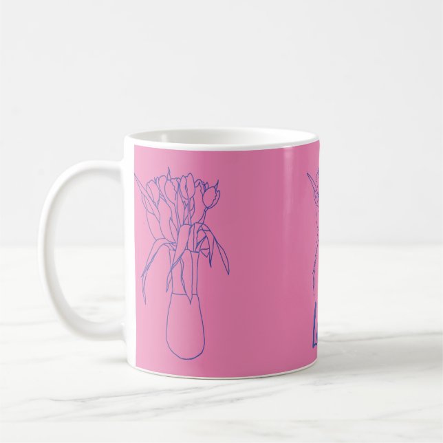Modern Tulip Line Original  Illustration For Her  Coffee Mug (Left)
