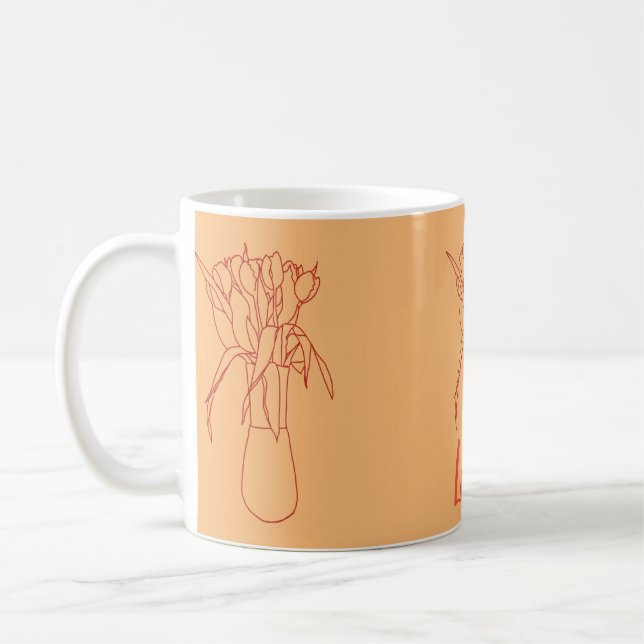 Modern Tulip Line Original  Illustration For Her  Coffee Mug (Left)