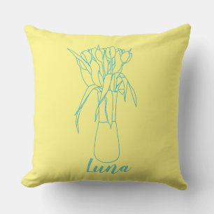 Modern Tulip Line Original Illustration For Her Cushion