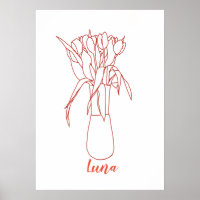 Modern Tulip Line Original Illustration For Her