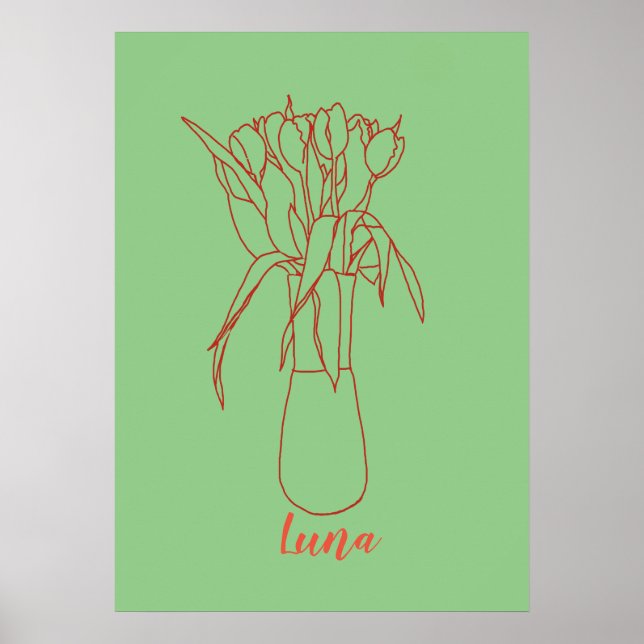 Modern Tulip Line Original  Illustration For Her  Poster (Front)