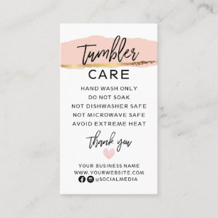 Modern Tumbler Care Instructions Business Card