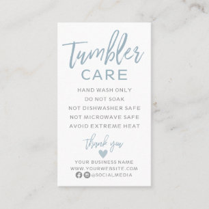 Modern Tumbler Care Instructions Business Card