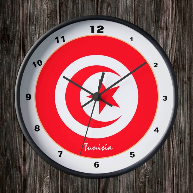 Modern Tunisia Flag, Tunisia trendy Home / design Round Clock (Creator Uploaded)
