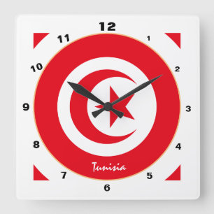 Modern Tunisia Flag, Tunisia trendy Home / design Square Wall Clock