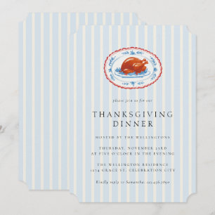 Modern Turkey Stripes Thanksgiving Dinner Invitation
