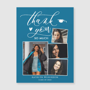 Modern Turquoise 4 Photo Graduation Thank You
