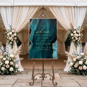 Modern Turquoise Agate Acrylic Wedding Sign