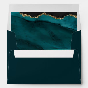 Modern Turquoise Agate Wedding Envelope