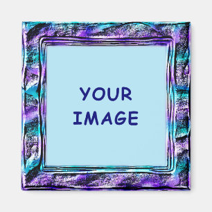 Modern Turquoise and Purple Faux Border Magnet