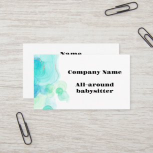 Modern Turquoise and white babysitter Business Card