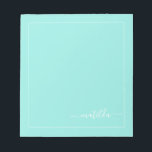 Modern Turquoise and White Girly Script Name   Notepad<br><div class="desc">Add your custom name to this elegant minimalistic simple notepad. Feel free to customise and personalise. Edit and colour options are available.</div>