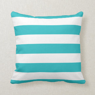 Modern Turquoise and White Stripes Cushion