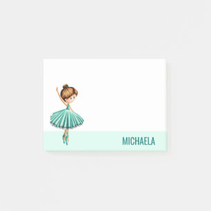Modern Turquoise Ballet Dancer with Tutu Post-it Notes