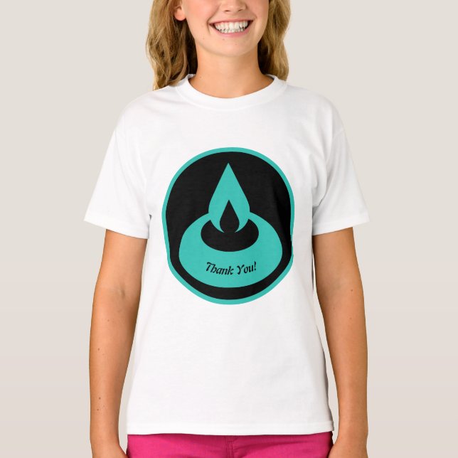 Modern Turquoise & Black Oil Light Thank You! T-Shirt (Front)