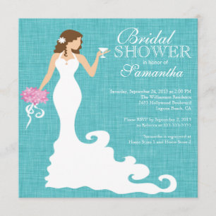 Modern Turquoise Blue Bride Wine Bridal Shower Invitation