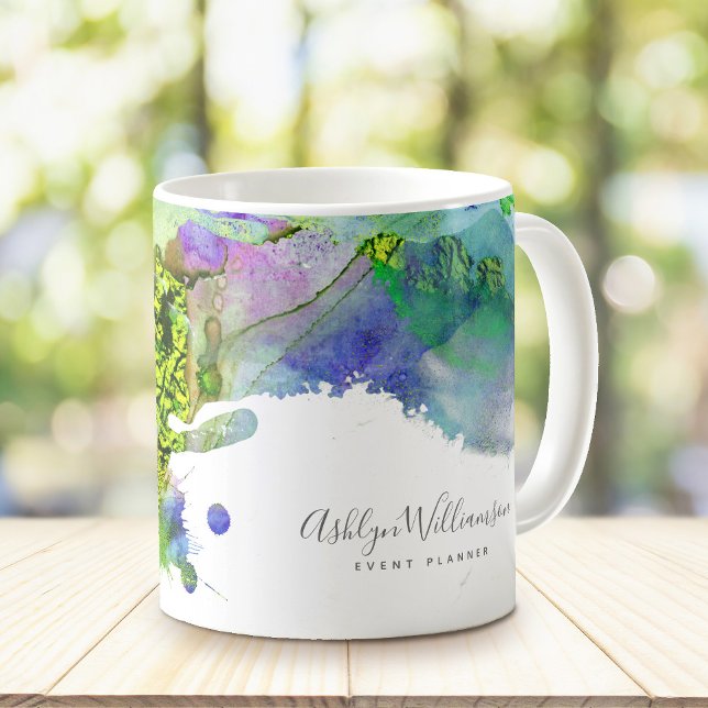 Modern turquoise blue green watercolor splatter coffee mug (Creator Uploaded)