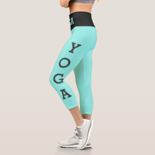 Modern turquoise blue high waist yoga leggings