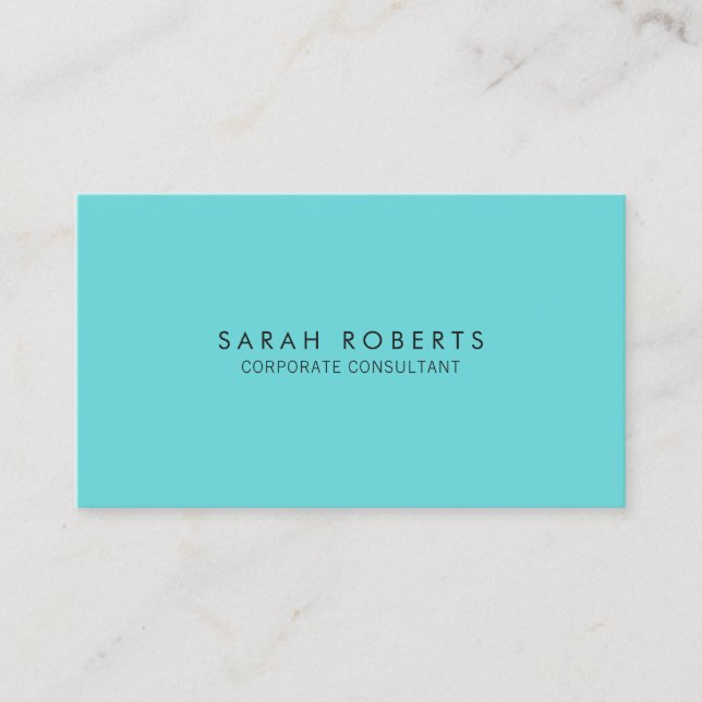 Modern Turquoise Blue Minimalist Business Card (Front)