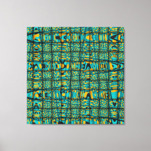 Modern Turquoise Blue Orange Weave Wave Pattern Canvas Print