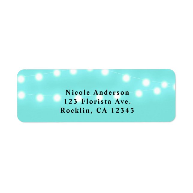 Modern Turquoise Blue & String Lights Elegant (Front)