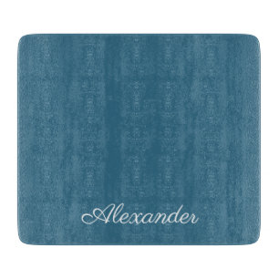 Modern Turquoise Blue template, White Script Cutting Board