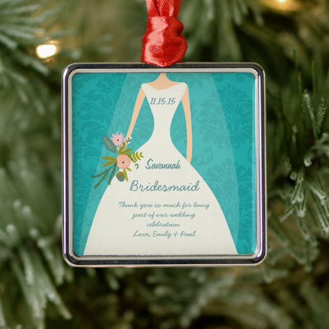 Modern Turquoise  Chartreuse Damask Wedding Metal Tree Decoration (Tree)