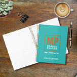 Modern Turquoise Copper Monogrammed Logo Planner<br><div class="desc">Custom make your own office accessories in teal or turquoise, copper and white. This monogrammed logo is modern, simple and bold. It features 2 letter initials with names at the bottom, all inside a square. Customise year and title for your planner, appointment book or scheduler. It is professional, versatile and...</div>