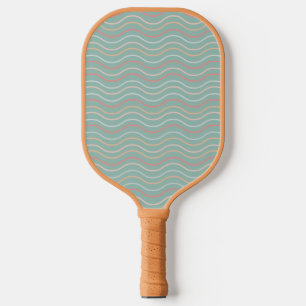 Modern Turquoise Geometric Wave Pattern Pickleball Paddle
