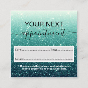 Modern Turquoise Glitter Appointment Card
