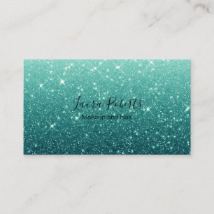 Modern Turquoise Glitter Business Card