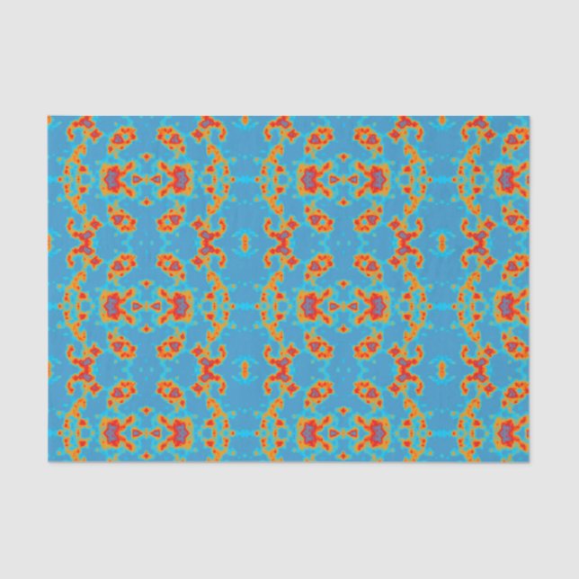 Modern Turquoise Gold Patterned Tissue Paper (Front)