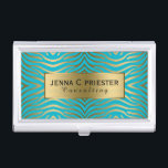 Modern Turquoise & Gold Zebra Stripes Pattern Business Card Holder<br><div class="desc">Elegant modern turquoise and gold abstract zebra stripes animal print pattern. Fully customisable business card template. If you need any help customising,  changing colour,  or anything else to any of my designs,  contact ArtOnWear designer.Free text formatting with live help available by request.</div>