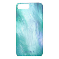 Modern Turquoise Green Blue Abstract Brush Strokes