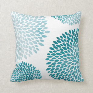 Modern Turquoise Green Flower Petals Cushion