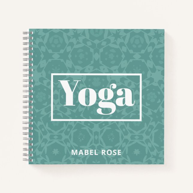 Modern Turquoise Green Geometric Yoga Journal (Front)