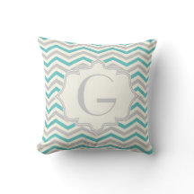 Modern turquoise, grey, ivory chevron pattern