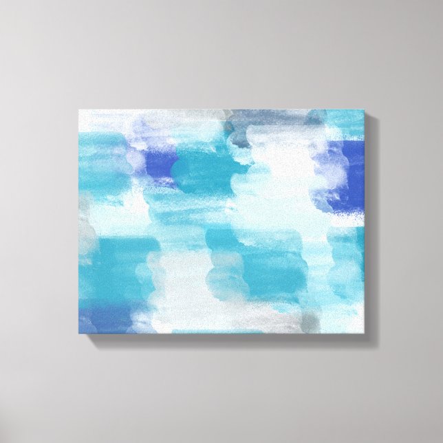 Modern Turquoise & Grey Watercolor Abstract Art   Canvas Print (Front)