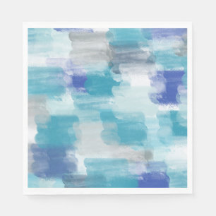 Modern Turquoise & Grey Watercolor Abstract Art Napkin