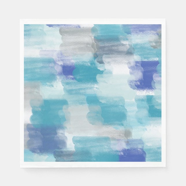 Modern Turquoise & Grey Watercolor Abstract Art  Napkin (Front)