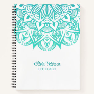 Modern Turquoise Mandala Life Coach Notebook