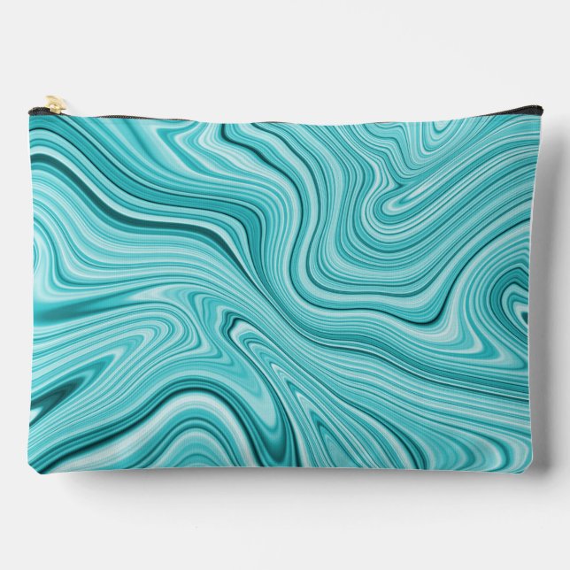 Modern turquoise marble accessory pouch (Front)