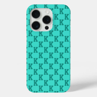 Modern Turquoise Monogram Name Solid Colour | Teal iPhone 15 Pro Case