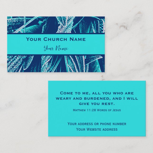Modern Turquoise Nature Bible Verse Matthew 28:11 Business Card (Front/Back)